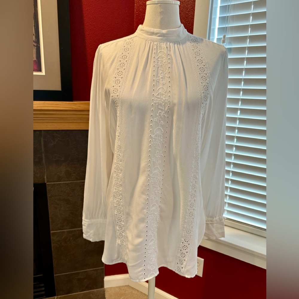LOFT White Lace Detail Tunic